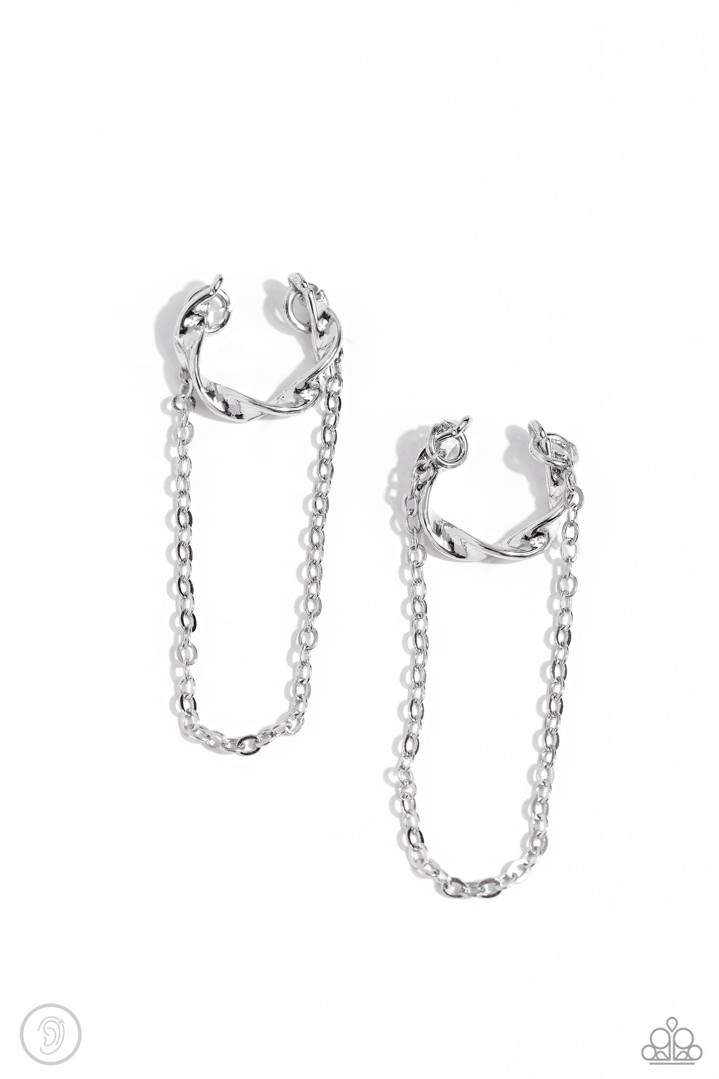 CUFF Hanger - Silver Ear Cuff Earrings - Paparazzi Accessories
