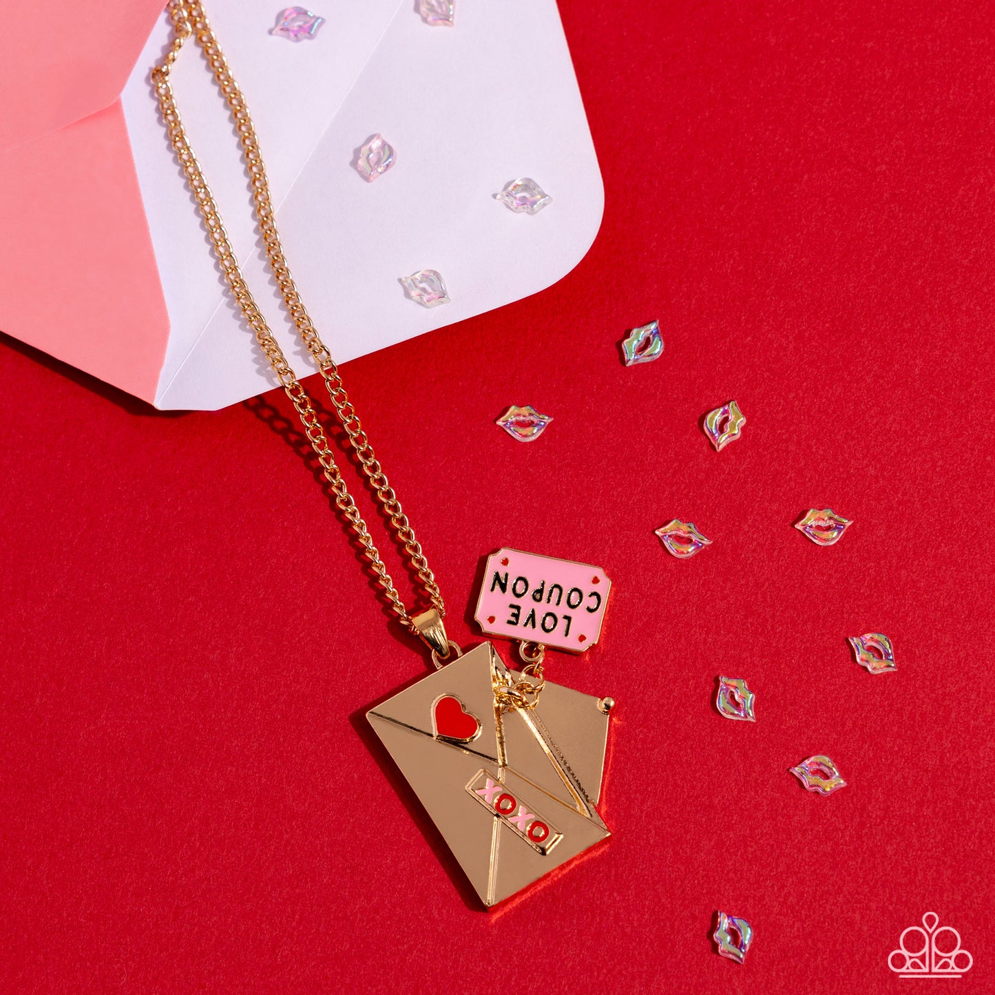 Love Coupon - Gold Envelope Charm Necklace - Paparazzi Accessories
