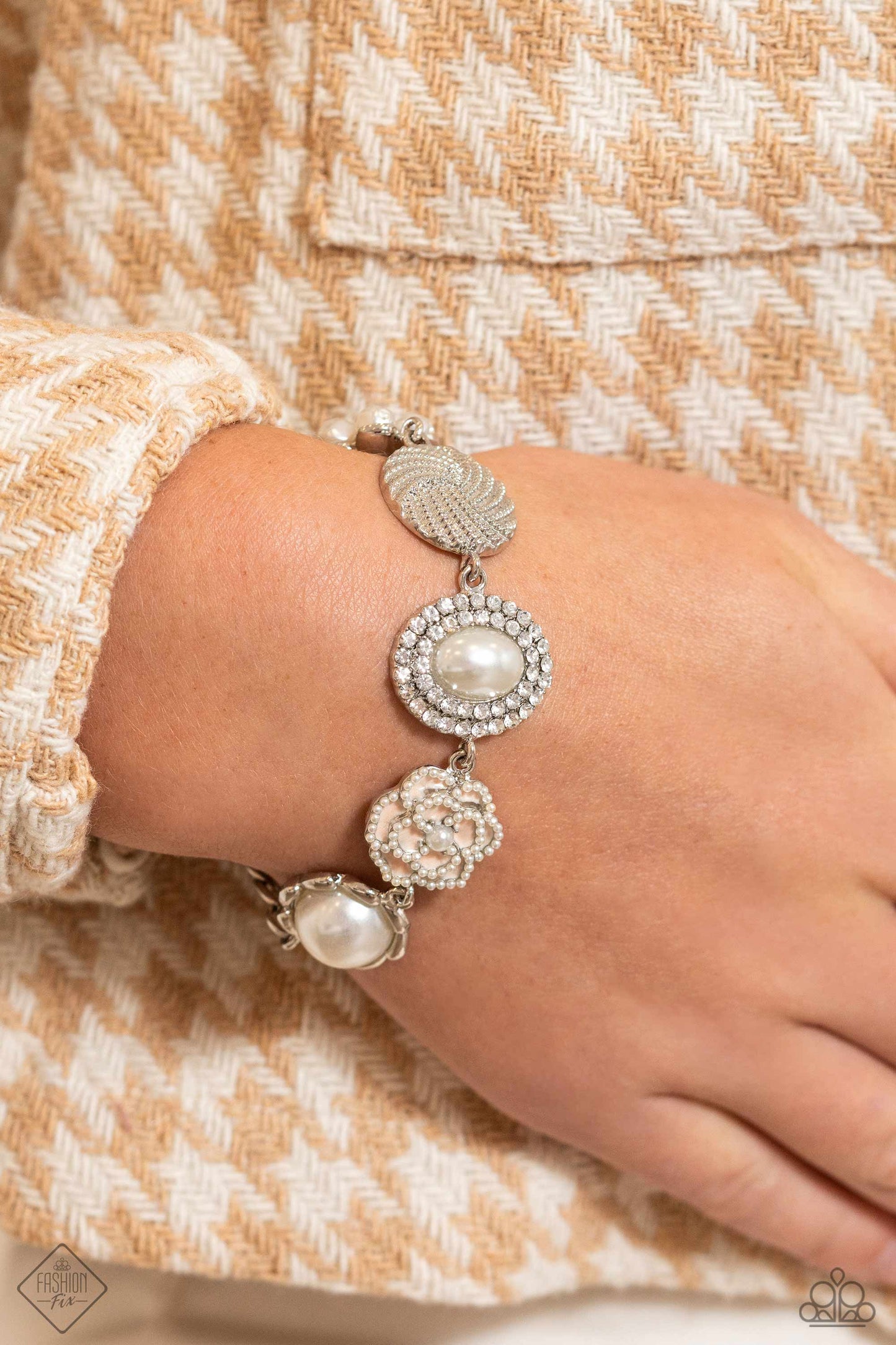 Cultivated Charm - White Pearl Clasp Bracelet - Paparazzi Accessories