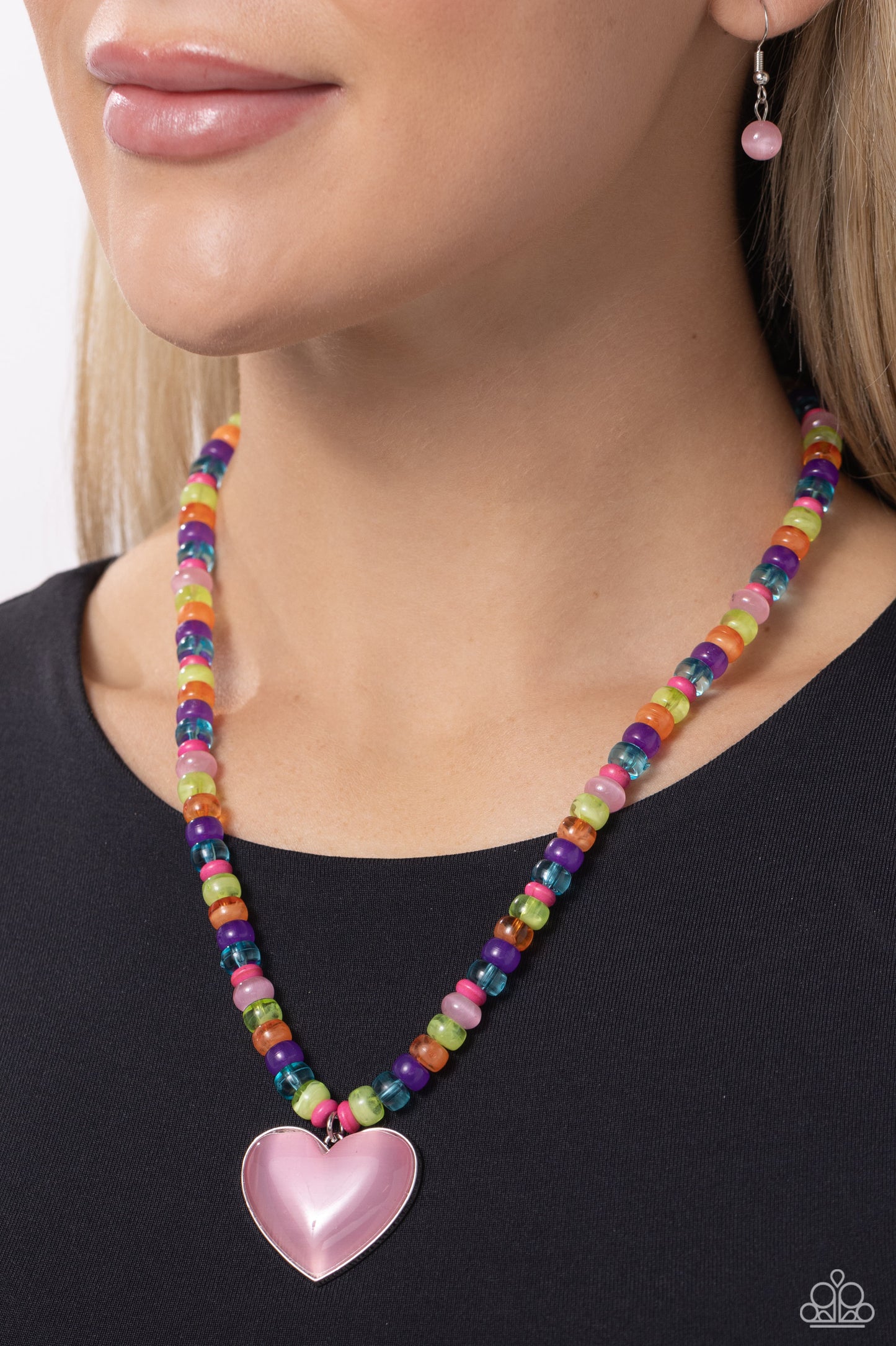 Desertscape Delight - Pink Stone Heart Necklace - Paparazzi Accessories