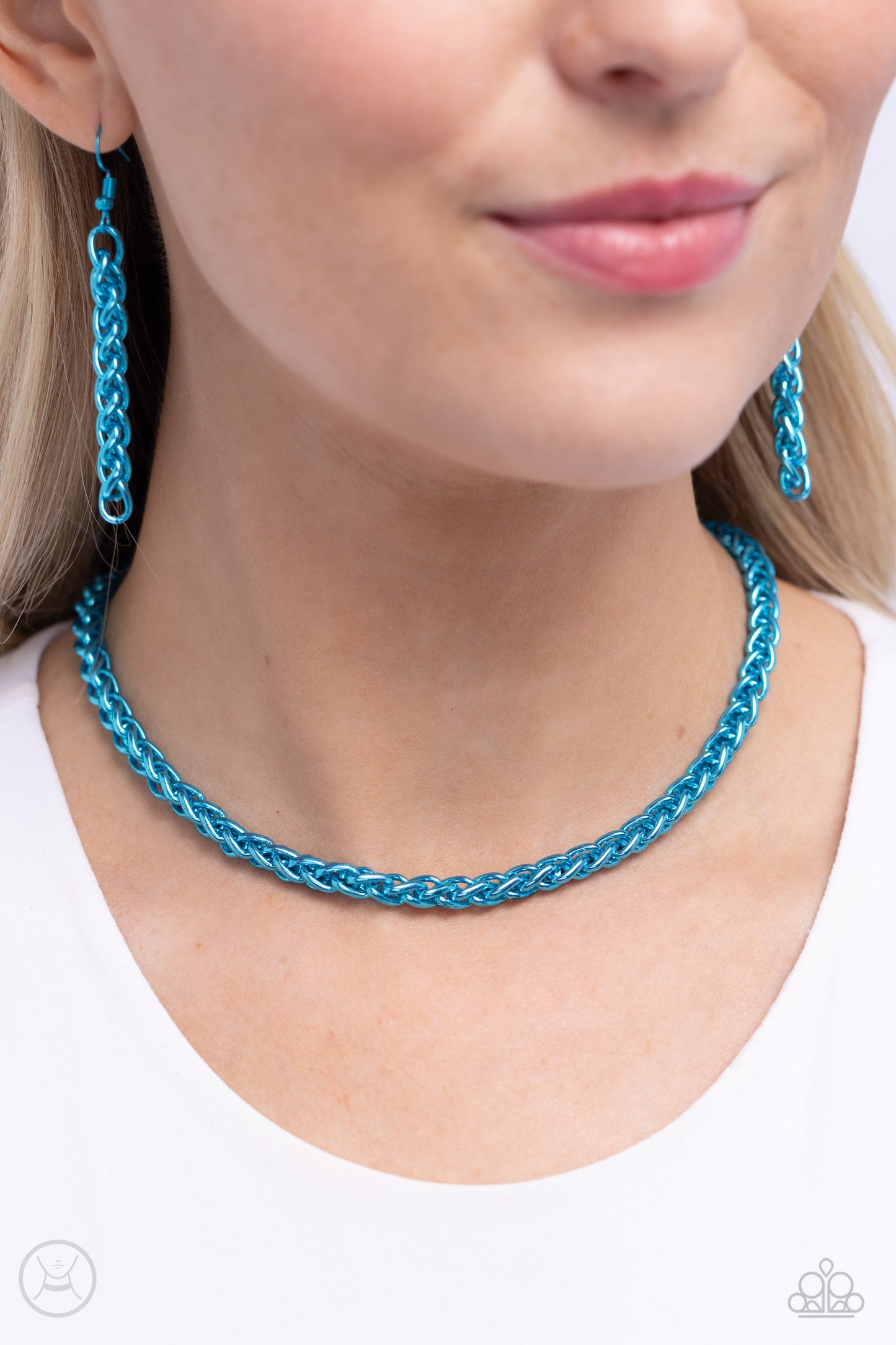 Braided Battalion - Blue Metal Choker Necklace - Paparazzi Accessories