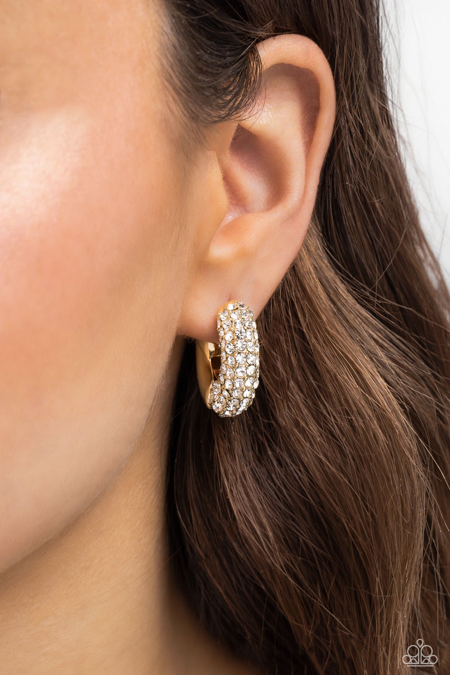 Combustible Confidence - Gold Hinge Hoop Earrings - Paparazzi Accessories