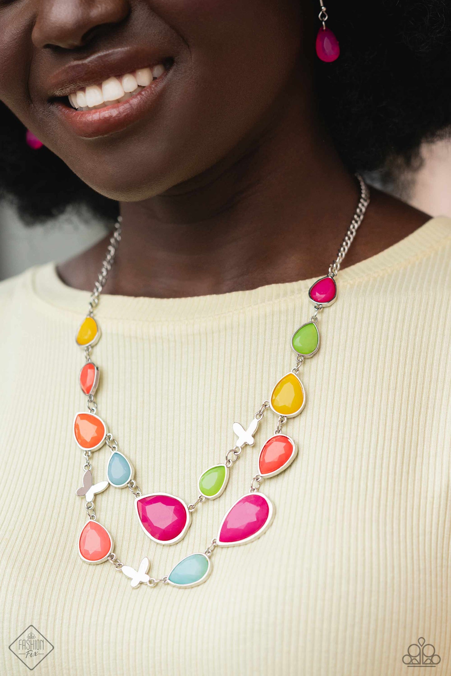 BRIGHT Club - Multi Acrylic Teardrops Necklace - Paparazzi Accessories