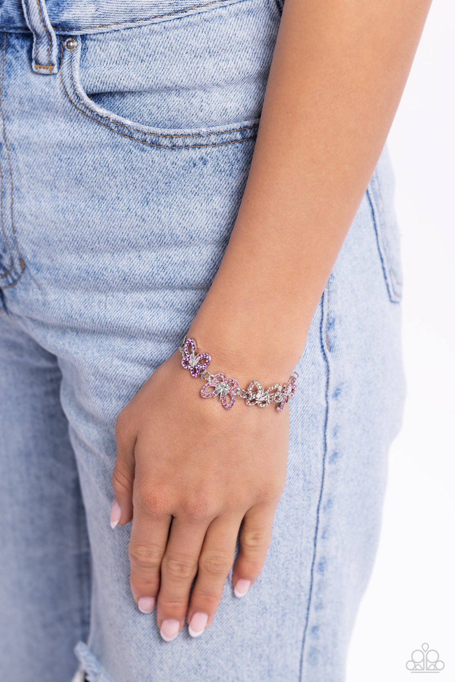 Butterfly Belonging - Pink Sliding Bracelet - Paparazzi Accessories