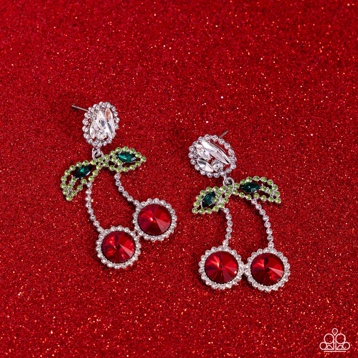Cherry Picking - Red Post Earrings - Empower Me Pink Exclusive - Paparazzi Accessories