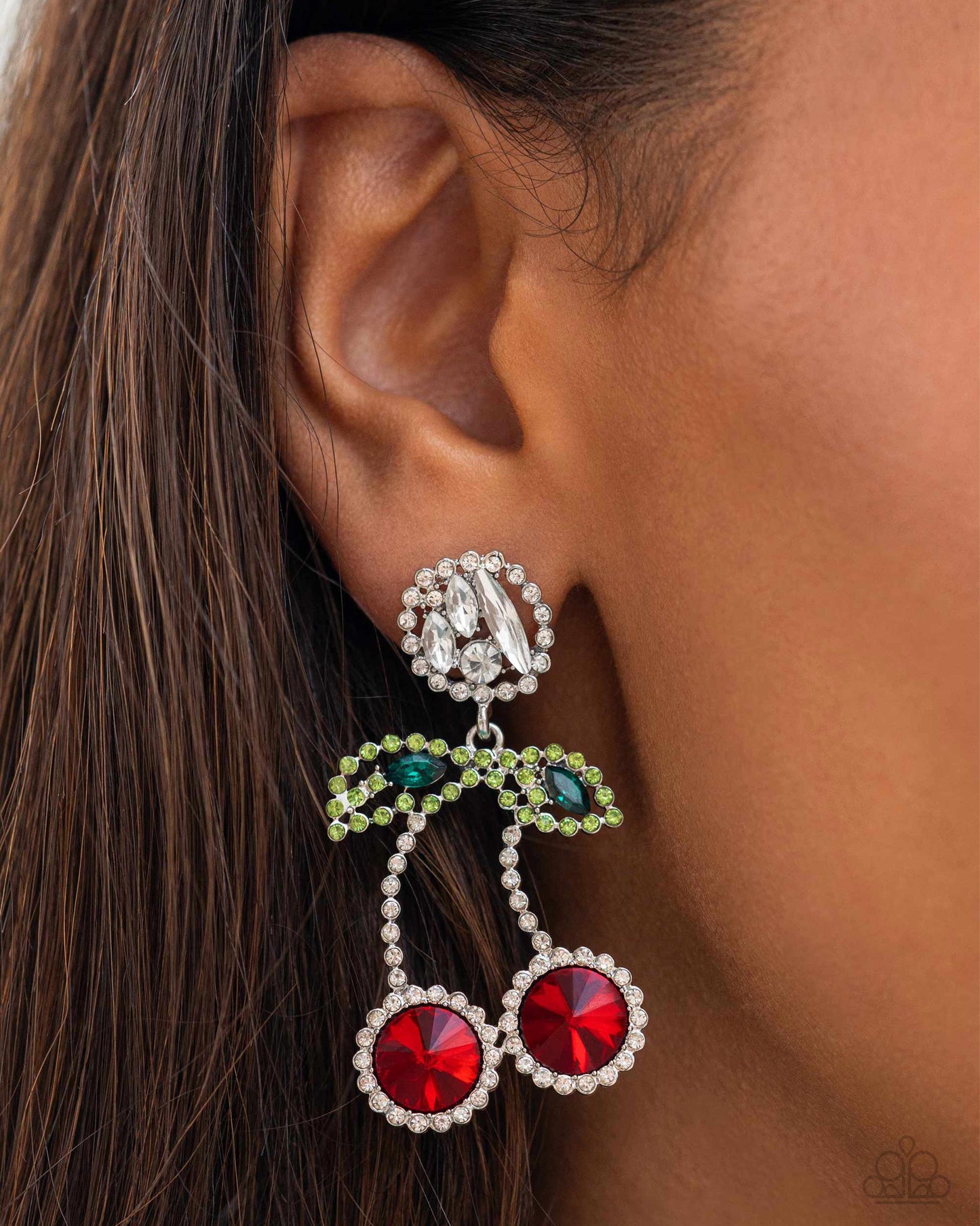 Cherry Picking - Red Post Earrings - Empower Me Pink Exclusive - Paparazzi Accessories
