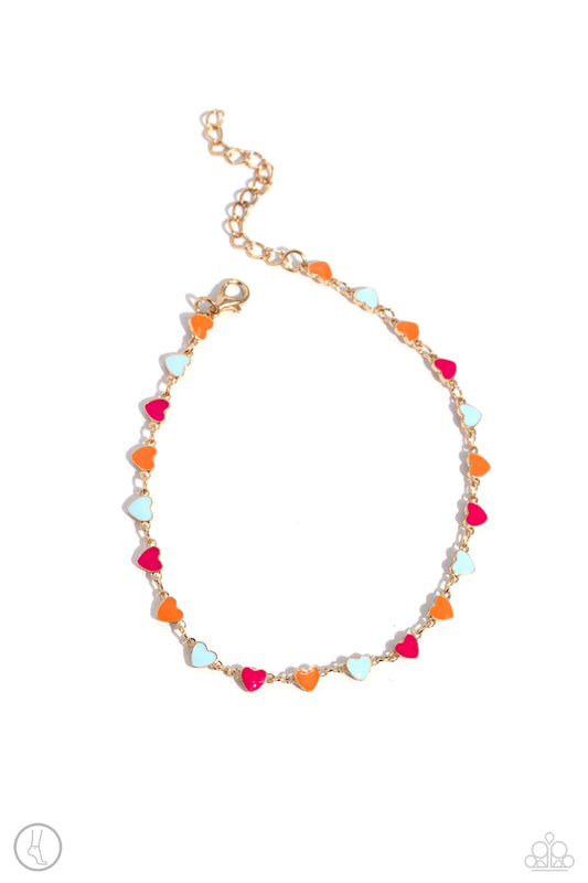 Dancing Delight - Heart Clasp Anklet - Paparazzi Accessories