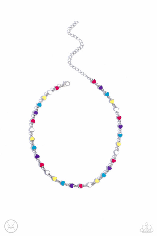 Dancing Dalliance - Multi Hearts Choker Necklace - Paparazzi Accessories