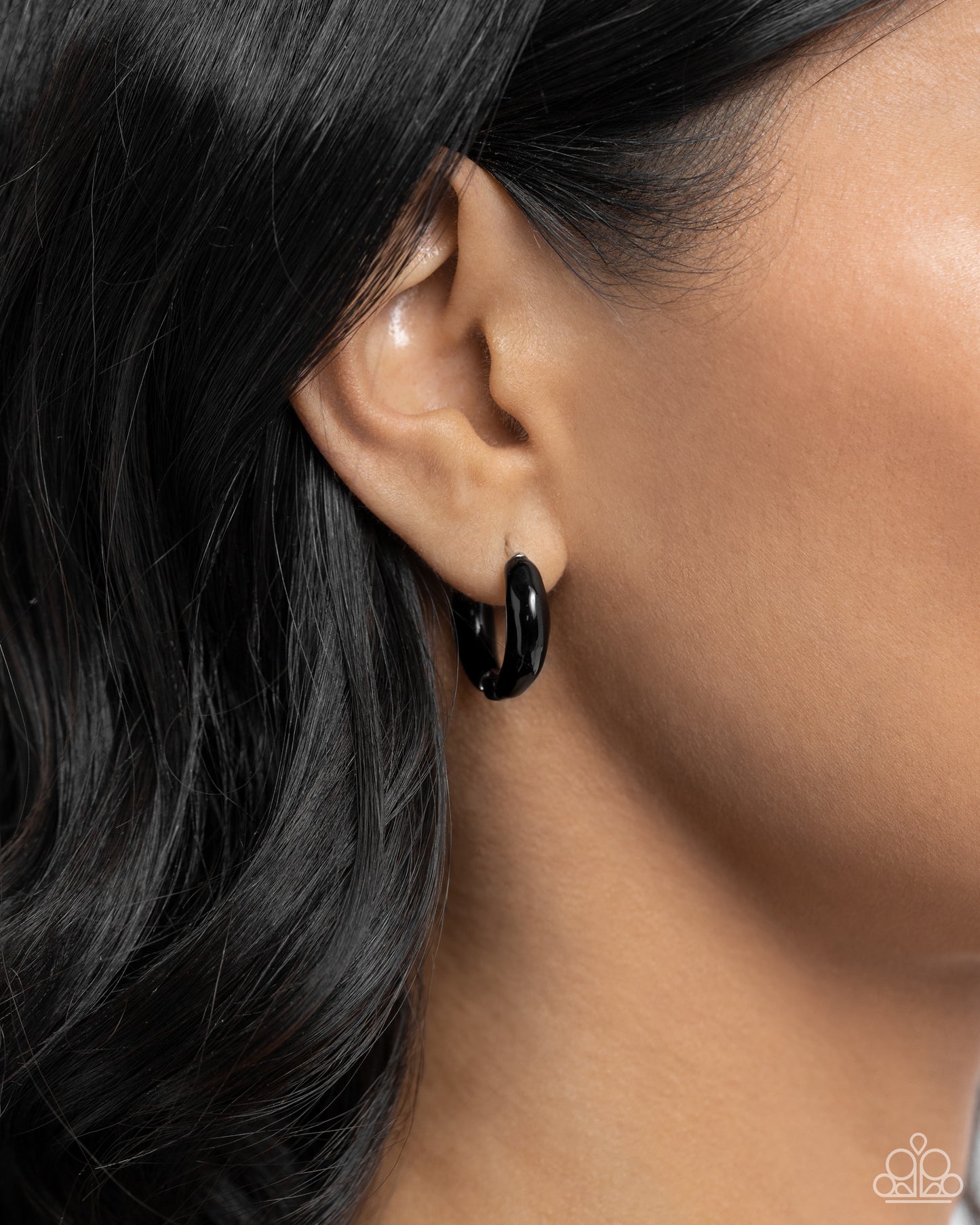 Pivoting Paint - Black Hinge Hoop Earrings - Paparazzi Accessories