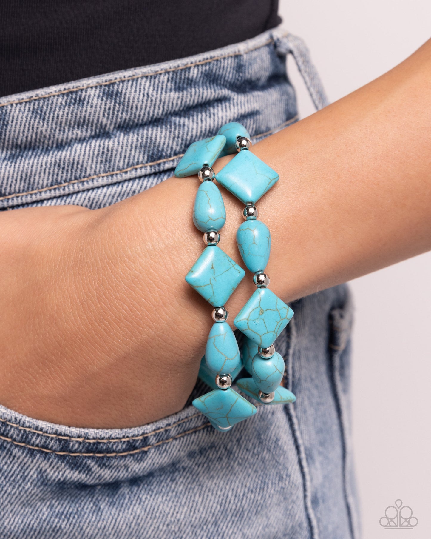 EARTHY Riser - Blue Stretchy Bracelet - Paparazzi Accessories