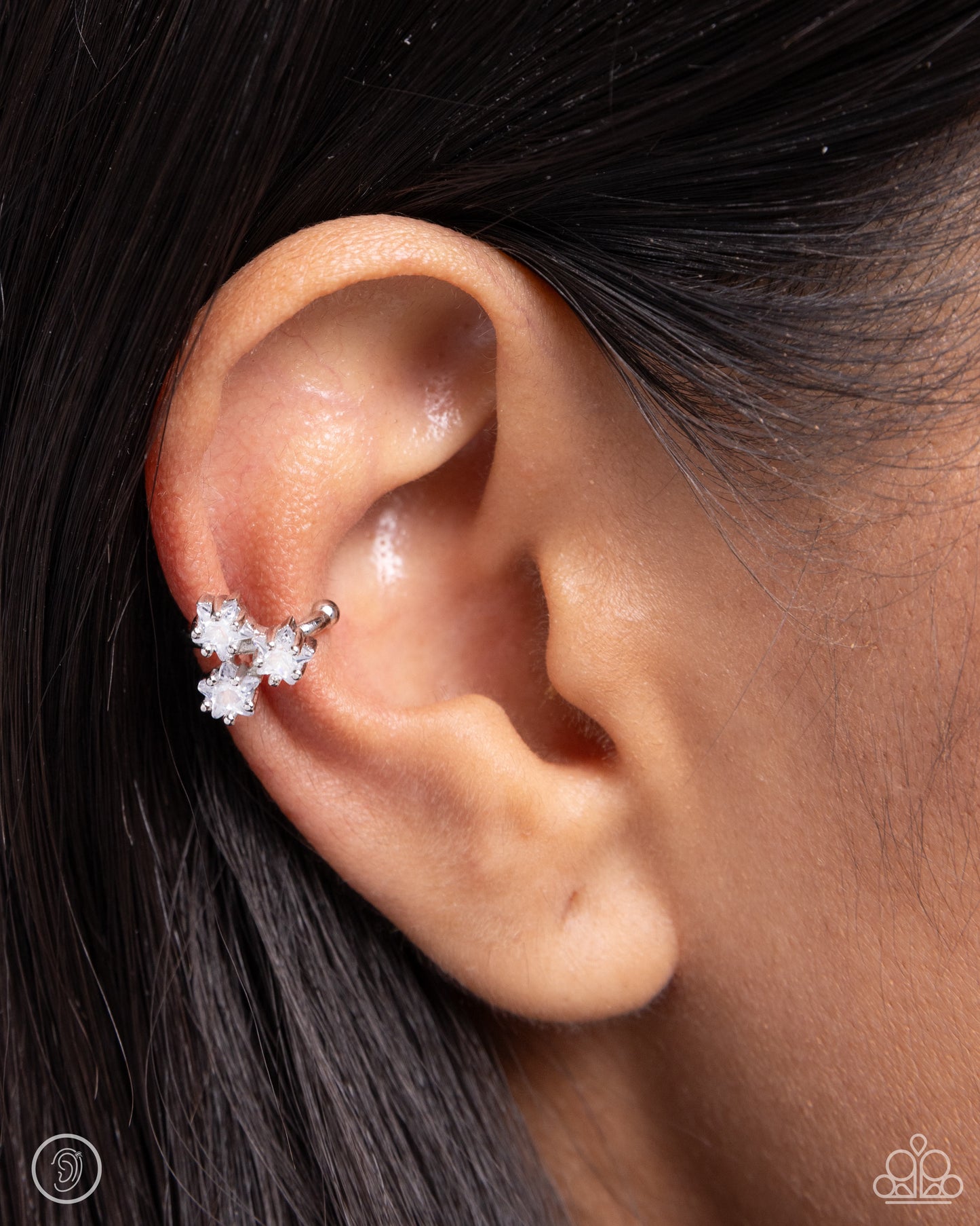 Ethereal Ensemble - White Ear Cuff Earrings - Paparazzi Accessories