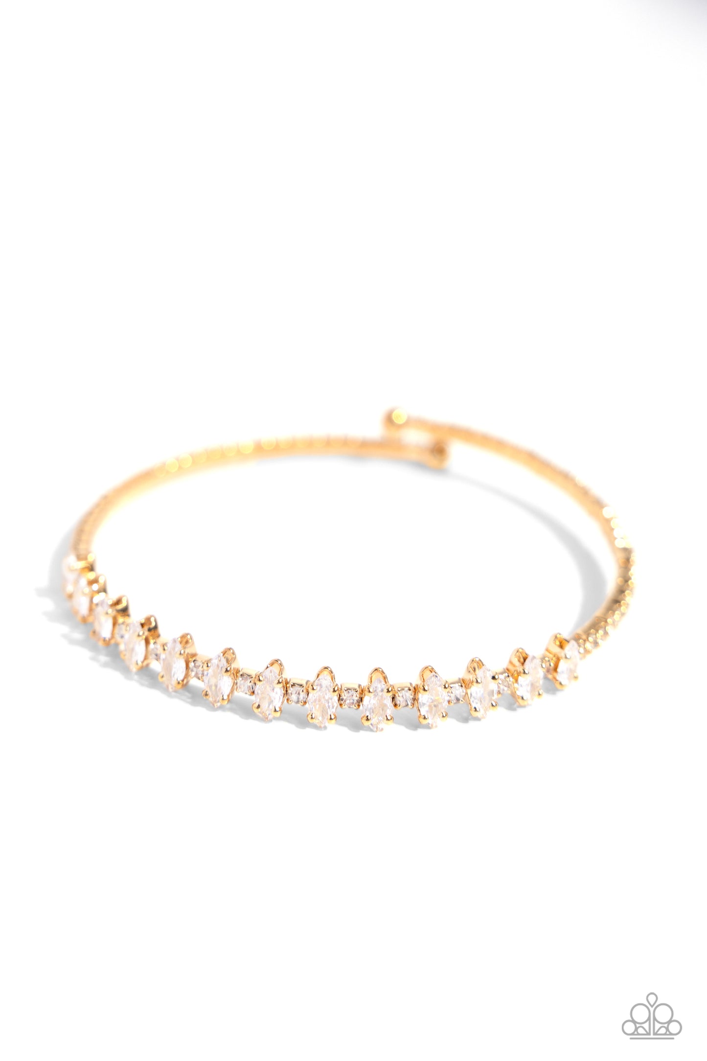 Dandy Dancer - Gold Flex Cuff Bracelet - Paparazzi Accessories