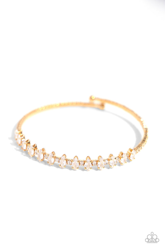 Dandy Dancer - Gold Flex Cuff Bracelet - Paparazzi Accessories