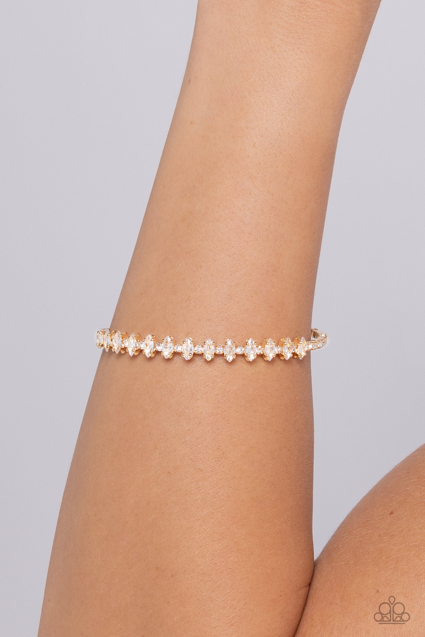 Dandy Dancer - Gold Flex Cuff Bracelet - Paparazzi Accessories