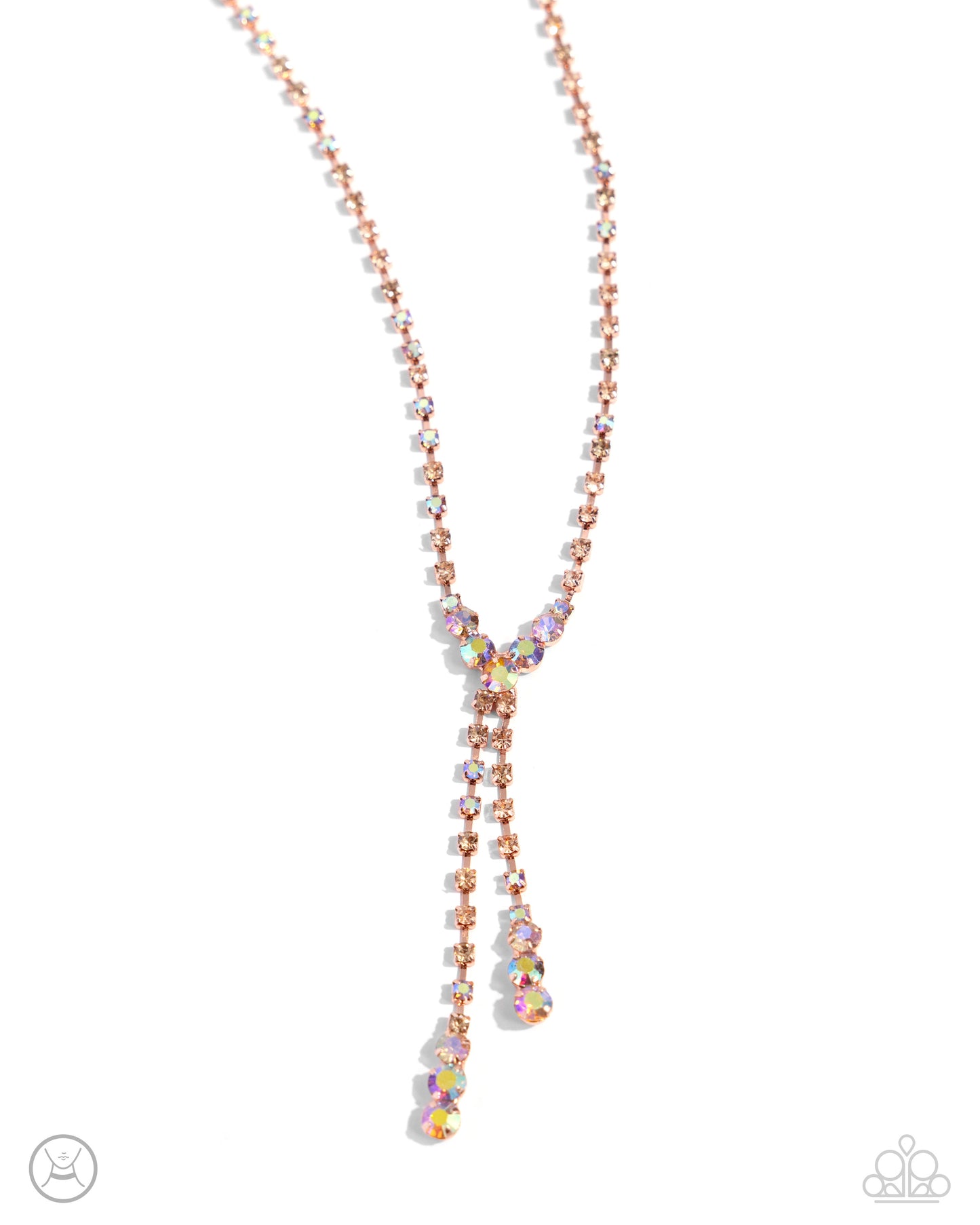 Blinding Balance - Copper Rhinestone Necklace - Paparazzi Accessories