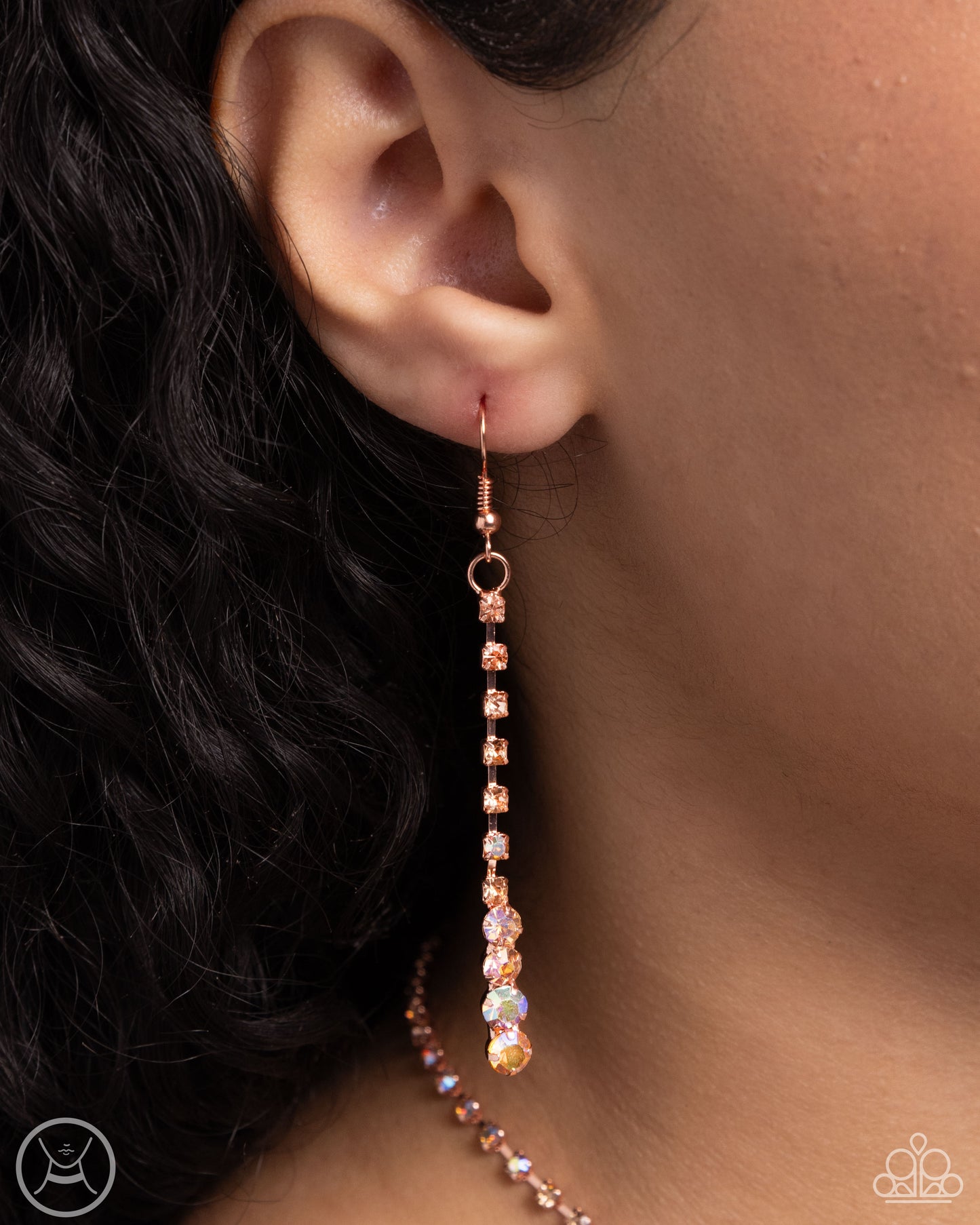 Blinding Balance - Copper Rhinestone Necklace - Paparazzi Accessories