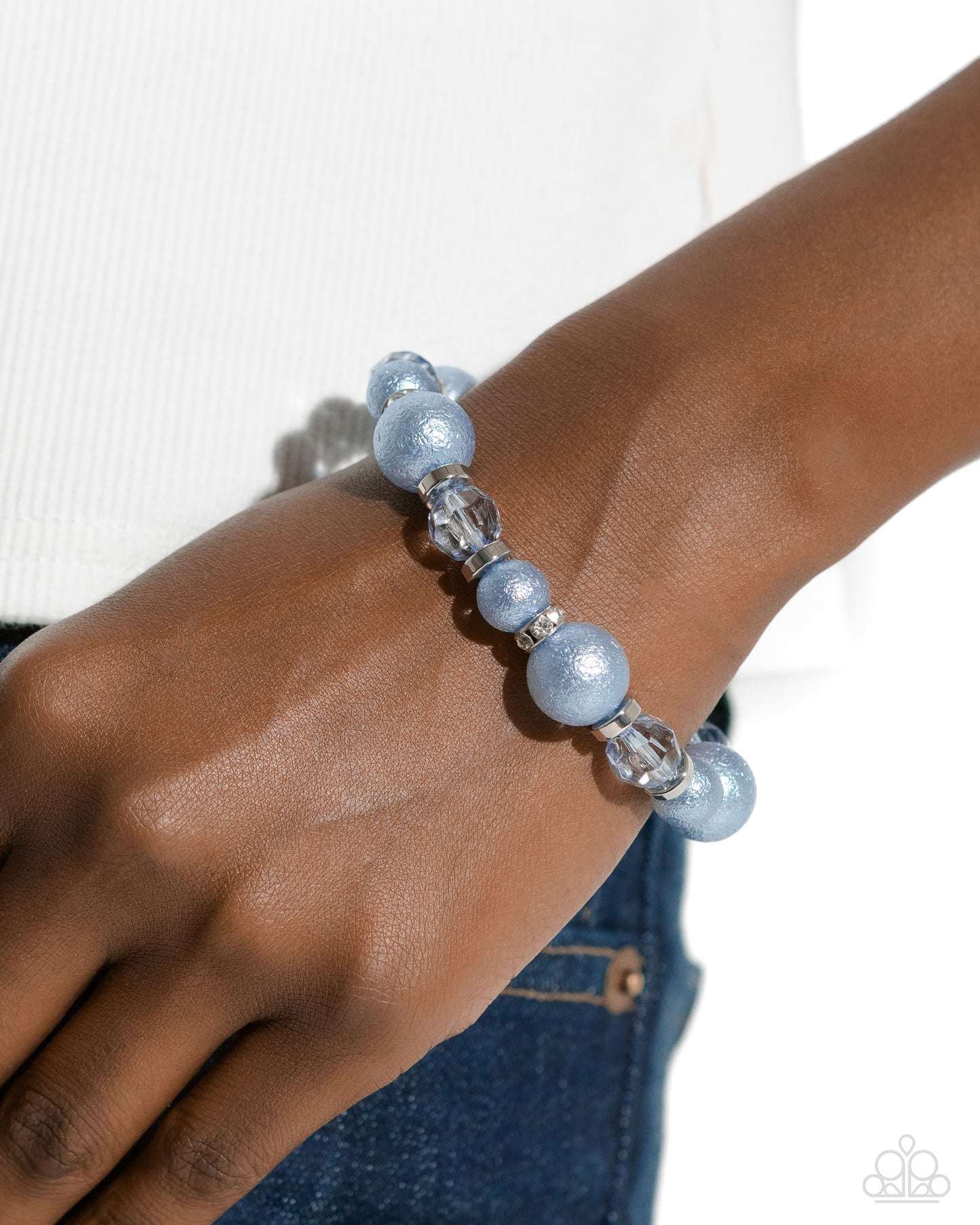 Pearl Protagonist - Blue Stretchy Bracelet - Paparazzi Accessories