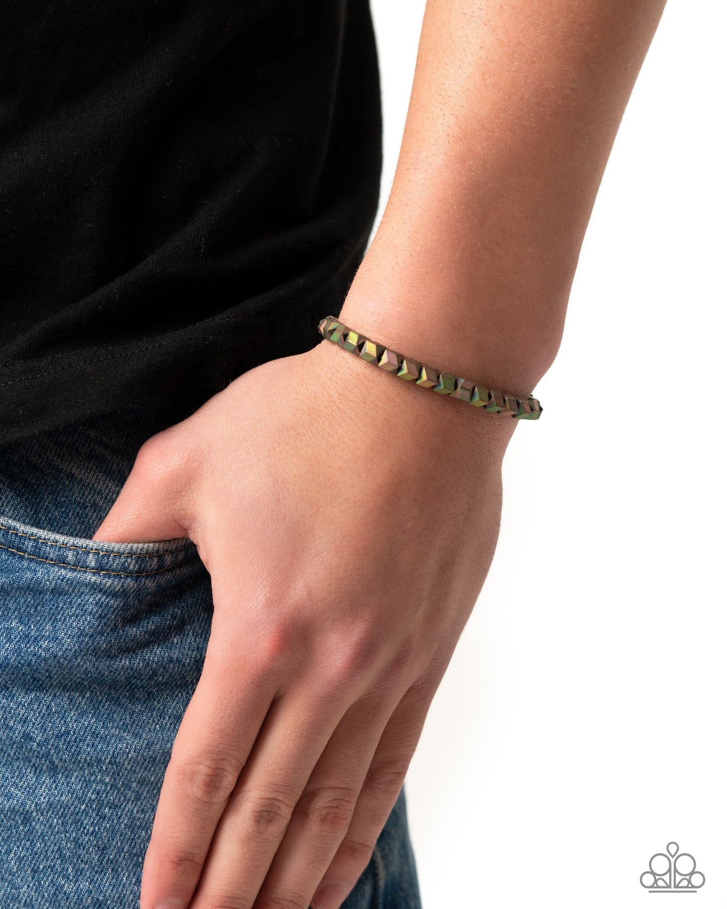 Faceted Finale - Multi Urban Stretchy Bracelet - Paparazzi Accessories
