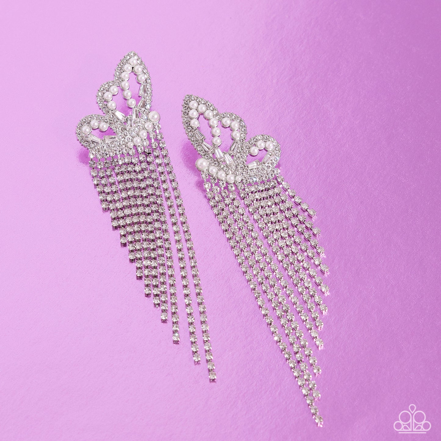 Aerial Accent - White Butterfly Post Earrings - Empower Me Pink Exclusive 2024 - Paparazzi Accessories