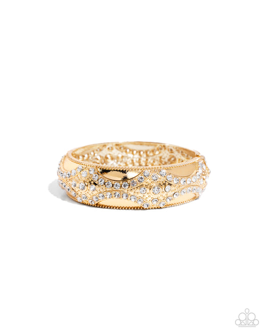 Draped in Decadence - Gold Hinge Bracelet - Paparazzi Accessories
