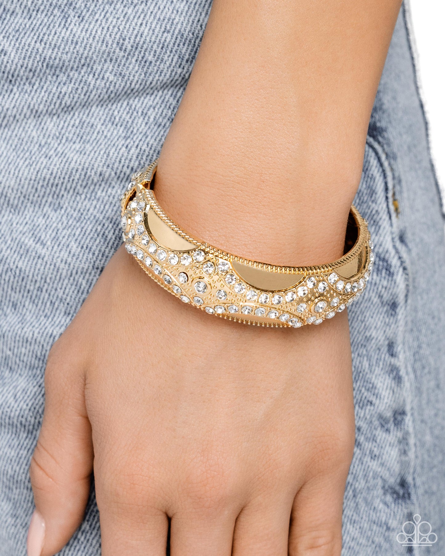 Draped in Decadence - Gold Hinge Bracelet - Paparazzi Accessories