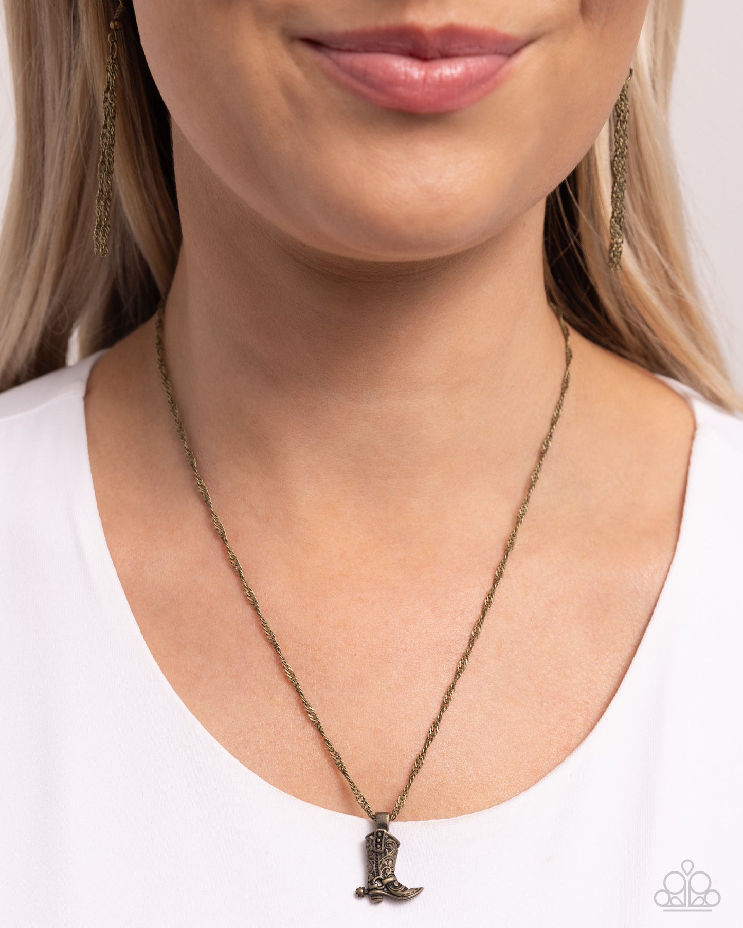 Collectable Cowboy - Brass Boot Necklace - Paparazzi Accessories