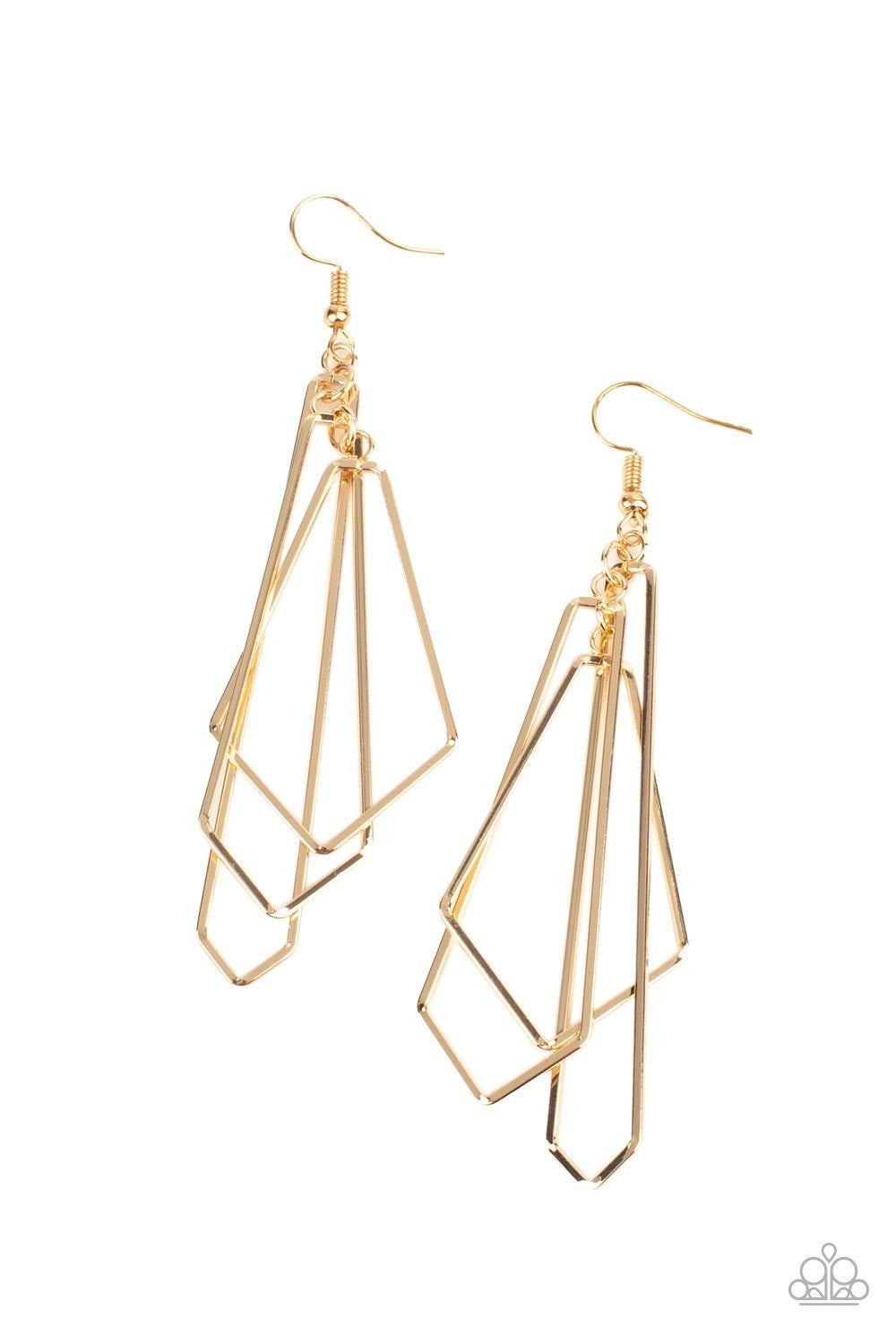 Shape Shifting Shimmer - Gold - Geometric Fishhook Earrings - Paparazzi Accessories