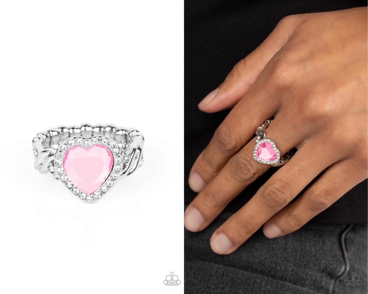 Committed to Cupid - Pink Rhinestone Heart Ring - Paparazzi Accessories