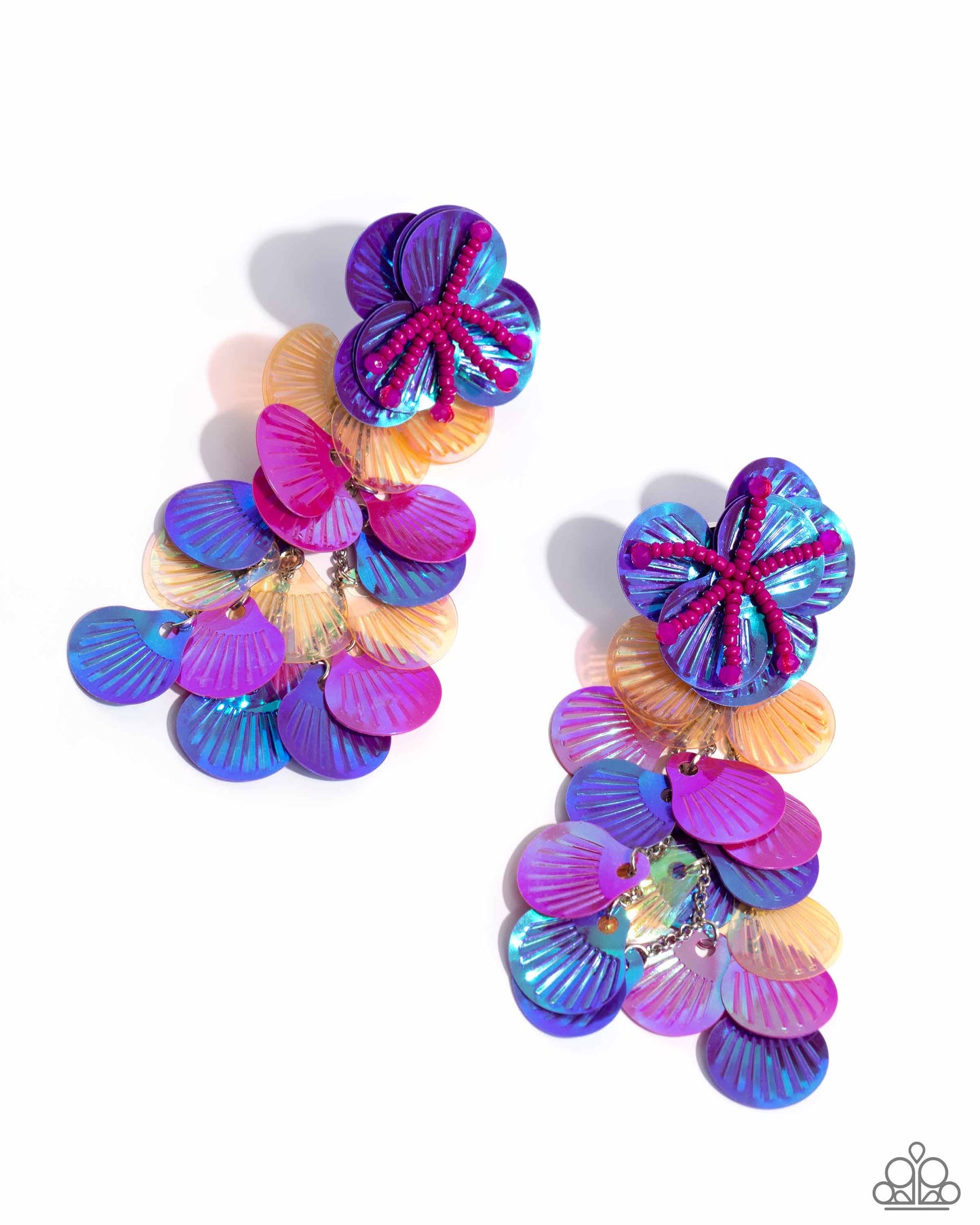 Under the Waves - Purple Sequin Seashell Post Earrings - Life of the Party Exclusive - Paparazzi Accessories