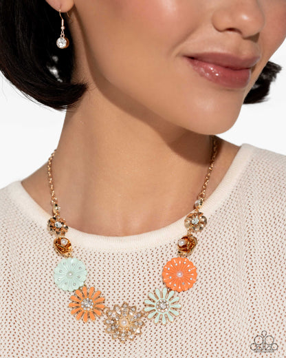 Garden Gesture - Multi Enamel Flower Necklace - Life of the Party Exclusive - Paparazzi Accessories