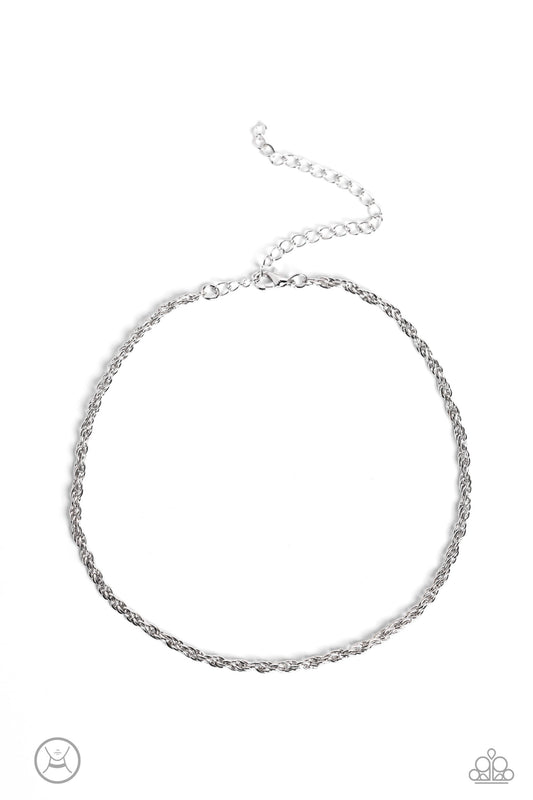 Glimmer of ROPE - Silver Rope Chain Choker Necklace - Paparazzi Accessories