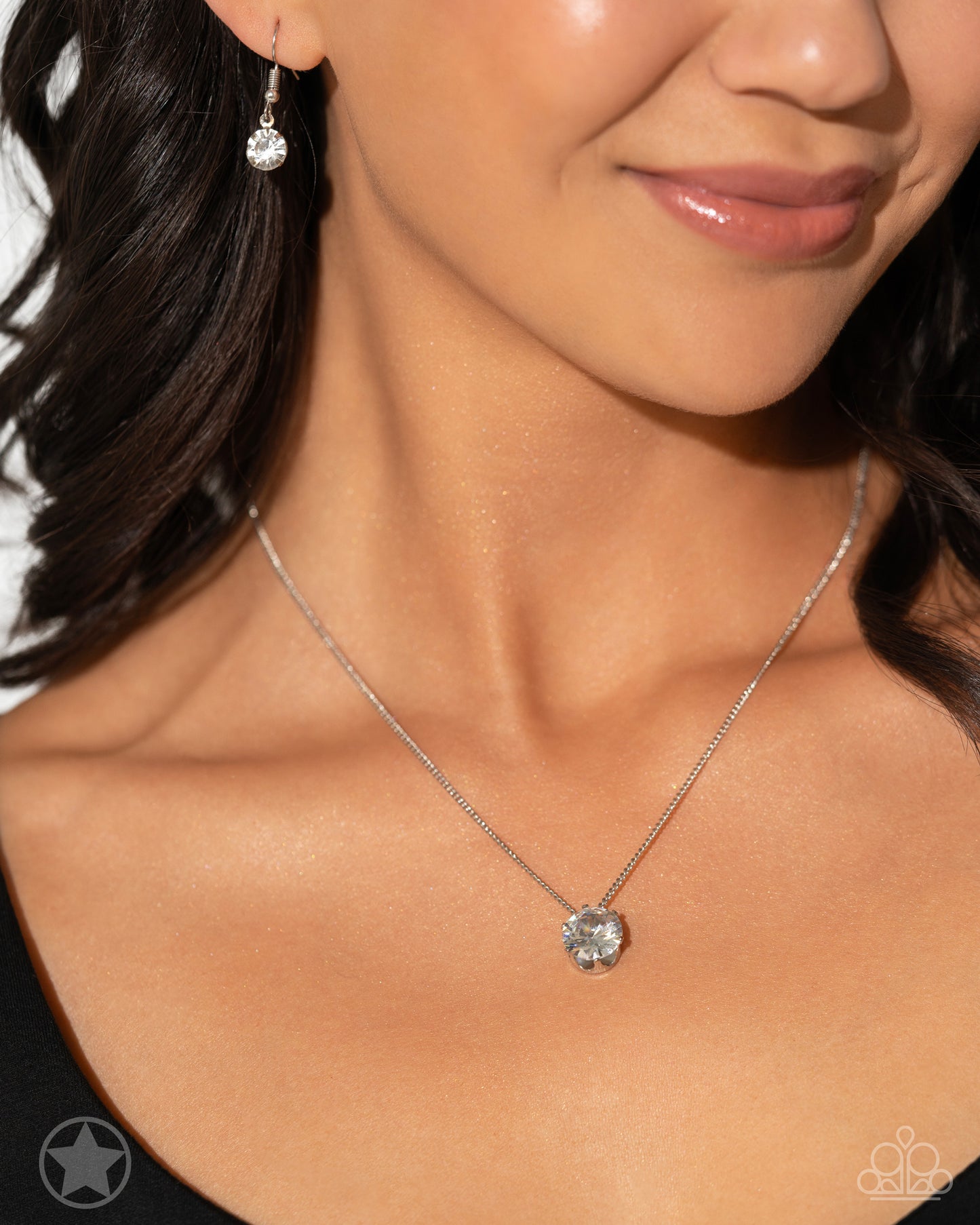 What A Gem - White Rhinestone Solitaire Necklace - Paparazzi Accessories