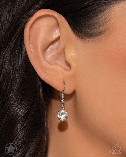 What A Gem - White Rhinestone Solitaire Necklace - Paparazzi Accessories