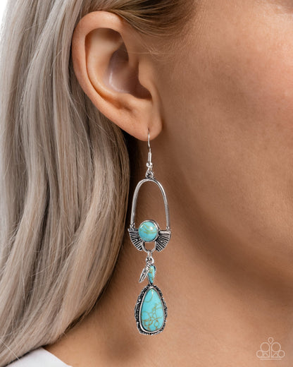 Badlands Basic - Blue Crackle Stone Silver Fishhook Earrings - Paparazzi Accessories