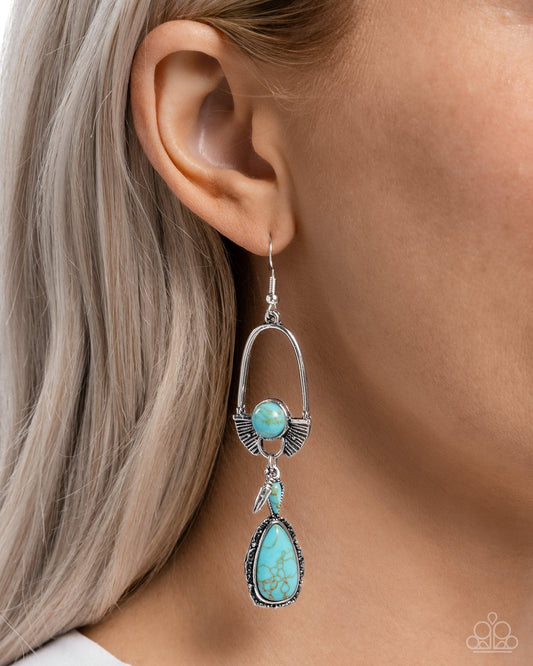 Badlands Basic - Blue Crackle Stone Silver Fishhook Earrings - Paparazzi Accessories