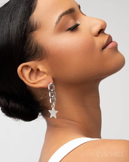 Notoriété - Rhodium-Plated Star Post Earrings - CACHET by Paparazzi - 2026 Diamond Trip Exclusive