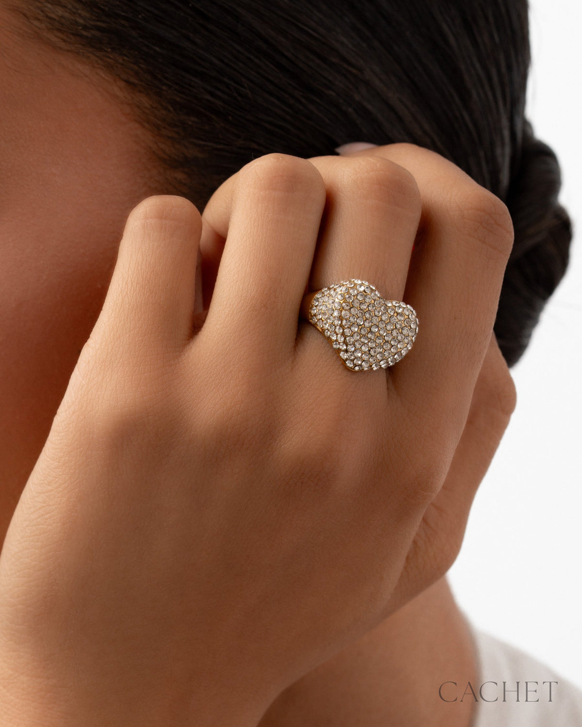 Idyllique - Size 10 - 18K Gold-Plated & Cubic Zirconia Heart Ring - CACHET by Paparazzi - 2026 Diamond Trip Exclusive