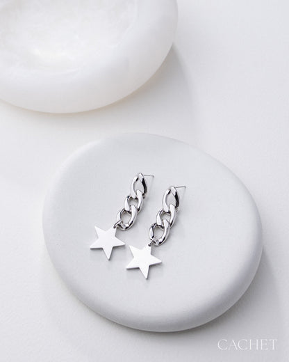 Notoriété - Rhodium-Plated Star Post Earrings - CACHET by Paparazzi - 2026 Diamond Trip Exclusive
