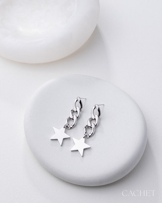 Notoriété - Rhodium-Plated Star Post Earrings - CACHET by Paparazzi - 2026 Diamond Trip Exclusive