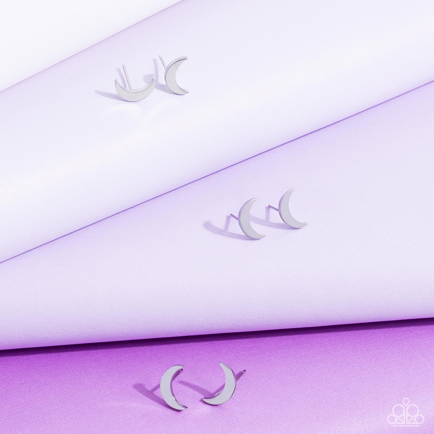 Stainless Space - Silver Crescent Moon Stainless Steel Post Earrings - Paparazzi Accessories