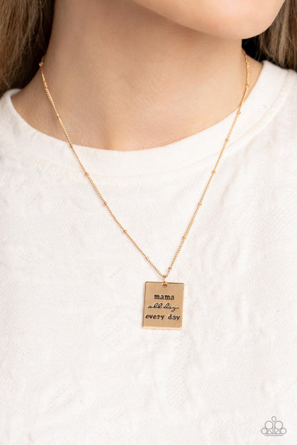 Mama-MVP- Gold "mama all day every day" Necklace - Paparazzi Accessories