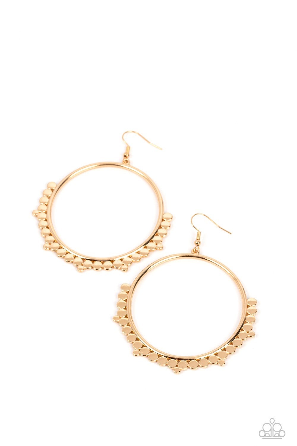 Ultra Untamable - Gold Oversized Hoop Fishhook Earrings - Paparazzi Accessories