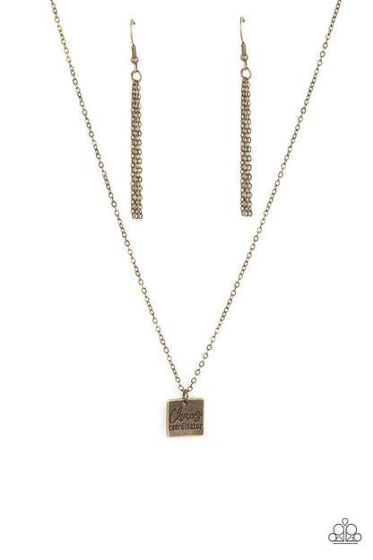 Chaos Coordinator - Brass - Medallion Pendant Necklace - Paparazzi Accessories