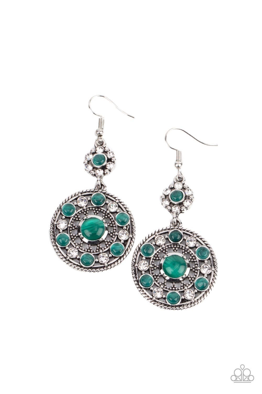 Party at My PALACE - Green - Cat'e Eye Stone Fishhook Earrings - Paparazzi Accessories