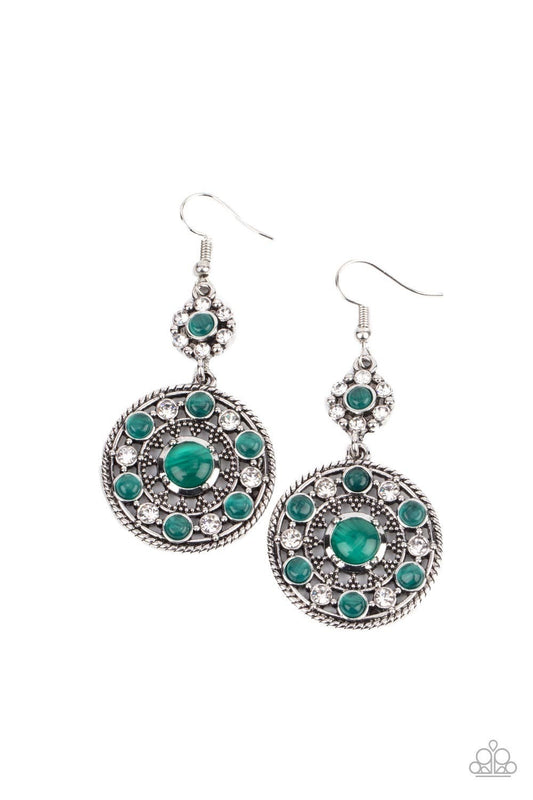 Party at My PALACE - Green - Cat'e Eye Stone Fishhook Earrings - Paparazzi Accessories