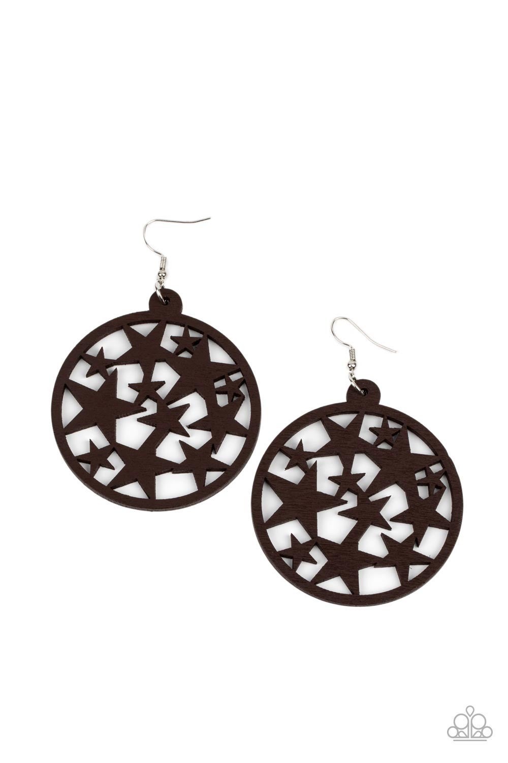 Cosmic Paradise - Brown - Wooden Star Fishhook Earrings - Paparazzi Accessories