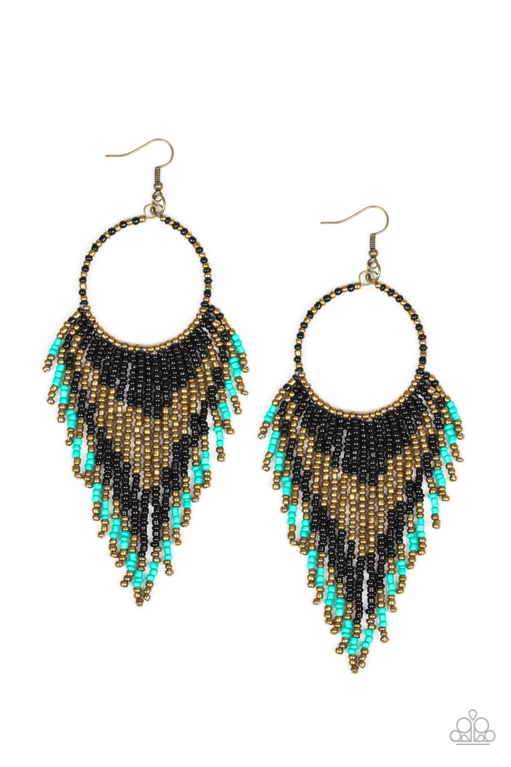 Live Off The BADLANDS - Black Seed Bead Fishhook Earrings - Black Diamond Exclusive - Paparazzi Accessories