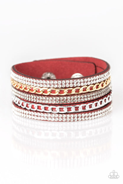 Fashion Fiend - Red Suede Snap Wrap Bracelet - Paparazzi Accessories