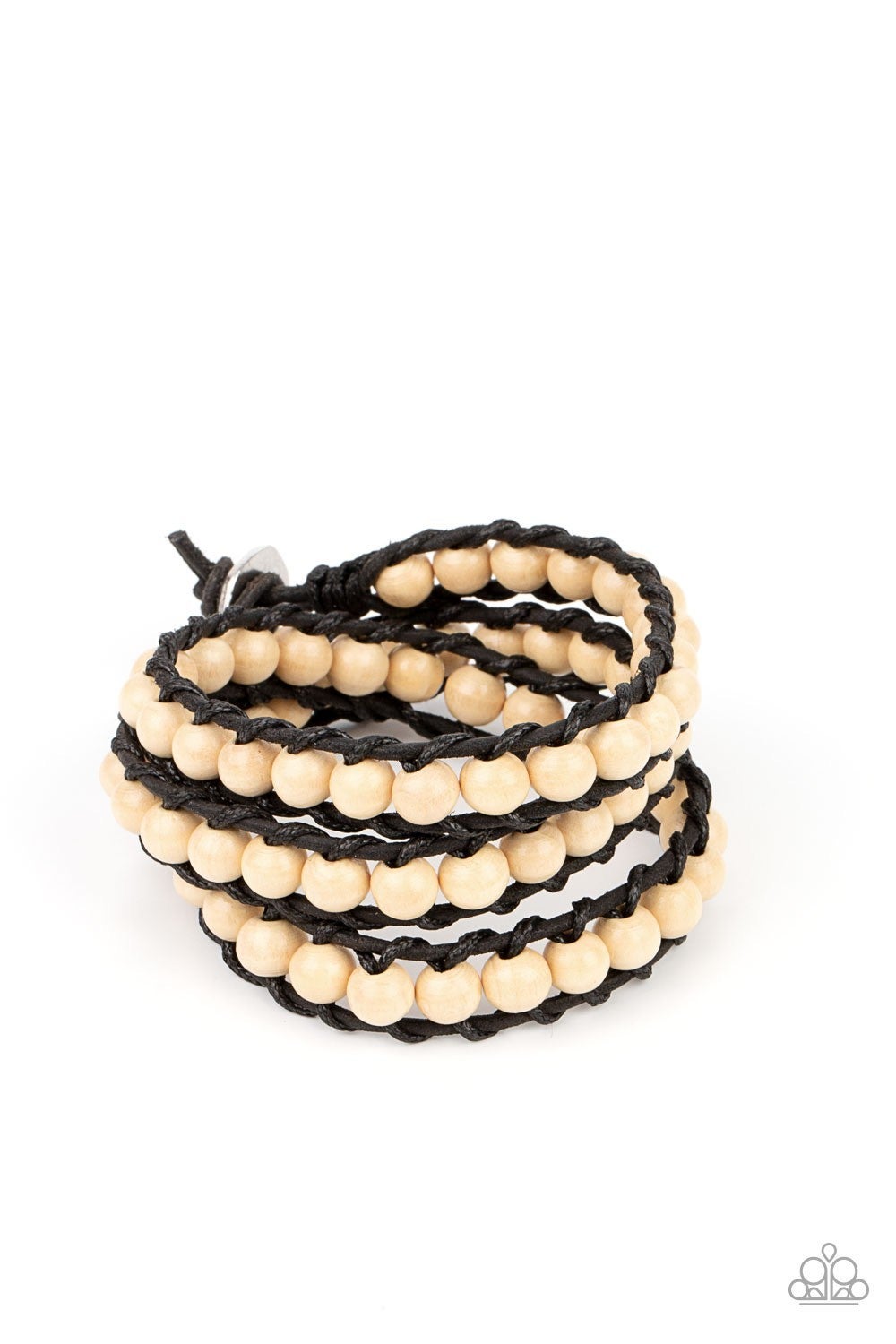 Pine Paradise - White Wood Bead Bracelet - Paparazzi Accessories