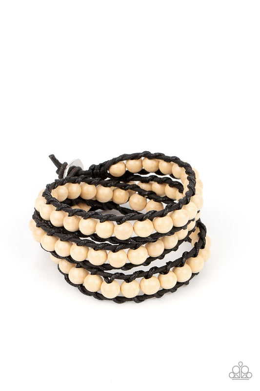Pine Paradise - White Wood Bead Bracelet - Paparazzi Accessories